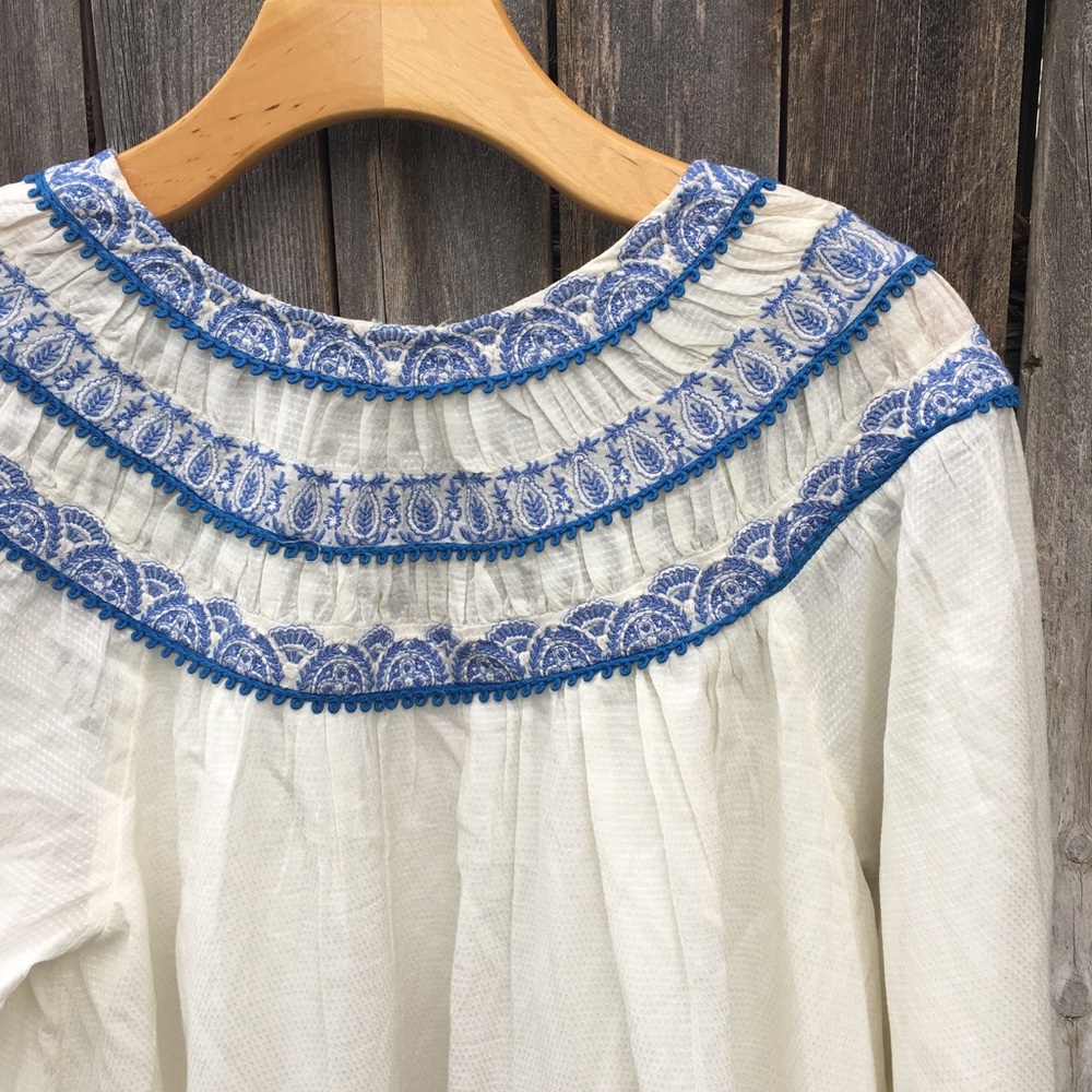 NWT Free People Erin Embroidered Mini Dress Cotton Viscose Ivory Combo L - Picture 12 of 16